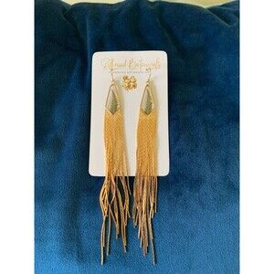 Liquid Gold statement drop earrings botanical long dramatic whimsy festival